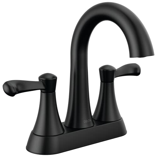 Delta 25897LF Esato 1.2 GPM Two Handle Centerset Bathroom Faucet with Push Pop-Up Drain Assembly - Matte Black - color: Matte Black