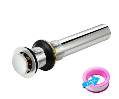 Purelux Pop up Drain Stopper for Bathroom Faucet Vanity or Vessel Sink Bathroom Drain Assembly No Overflow, Chrome Finish - color: Chrome, style: No Overflow