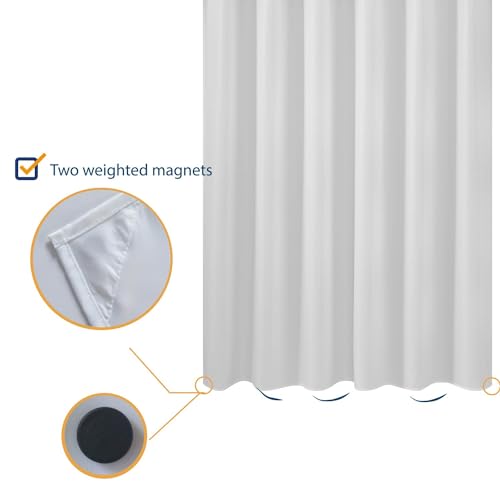 N&Y HOME Longer Shower Curtain Liner Fabric 72 x 75 inches, White | Hotel Quality, Bottom Magnets, Machine Washable, Water Repellent, 72x75 Cloth Shower Curtain with Grommets for Bathroom - color: White, size: 72"W x 75"L (Pack of 1)