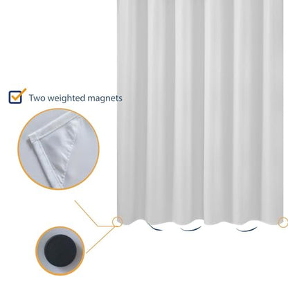 N&Y HOME Longer Shower Curtain Liner Fabric 72 x 75 inches, White | Hotel Quality, Bottom Magnets, Machine Washable, Water Repellent, 72x75 Cloth Shower Curtain with Grommets for Bathroom - color: White, size: 72"W x 75"L (Pack of 1)