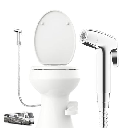 RV Bidet Sprayer, RV Handheld Bidet with Water Hose & RV Fitting, Wall-Mount Toilet Sprayer for Motorhomes, Fifth Wheels, Trailers & Campers Toilet (Chome Sprayer)