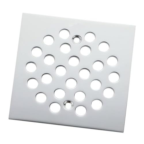 Square Style 4-1/4 inch Screw-in Shower Drainer Cover Floor Drainer Grates with Screws Chrome - color: Chrome