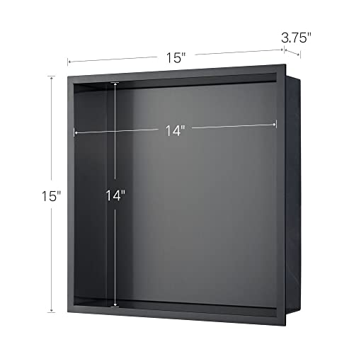 Shower Niche, 14"x14" No Tile Needed, The Insert Storage Square Shower Shelf is Easy to Install, Stainless Steel, Black grey - size: 14"x14"