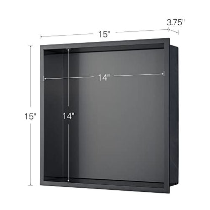 Shower Niche, 14"x14" No Tile Needed, The Insert Storage Square Shower Shelf is Easy to Install, Stainless Steel, Black grey - size: 14"x14"