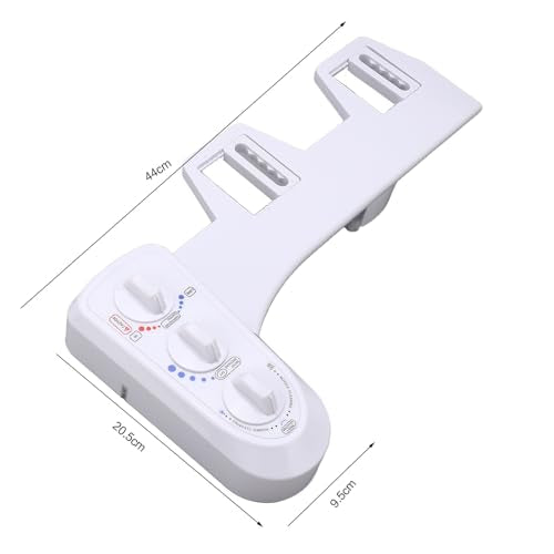 Bidet Toilet Attachment Spray Hot Cold Fresh Water Dual Nozzle Non Electric Mechanical Adjustable Water Pressure Temperature Bathroom Seat for Standard Toilets White 17.3 x 8.1