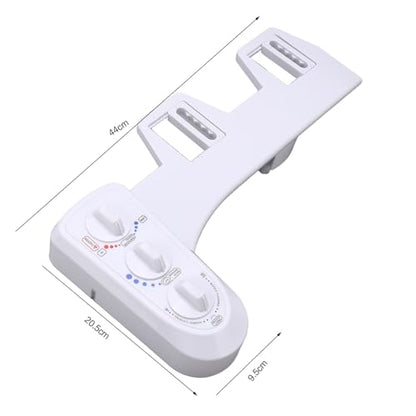 Bidet Toilet Attachment Spray Hot Cold Fresh Water Dual Nozzle Non Electric Mechanical Adjustable Water Pressure Temperature Bathroom Seat for Standard Toilets White 17.3 x 8.1