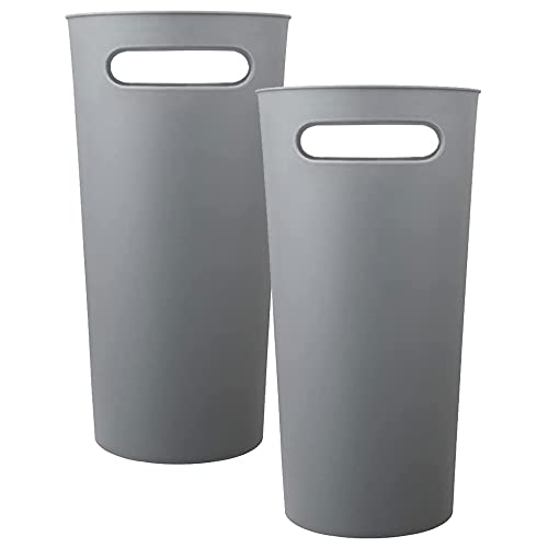 ROYFACC Small Trash Can Plastic Bathroom Wastebasket 3.2 Gallon Slim Garbage Container Bin with Handle for Home Kitchen Bathroom Bedroom Office, 2 Pack (Grey) - color: Grey