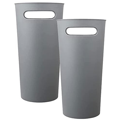 ROYFACC Small Trash Can Plastic Bathroom Wastebasket 3.2 Gallon Slim Garbage Container Bin with Handle for Home Kitchen Bathroom Bedroom Office, 2 Pack (Grey) - color: Grey