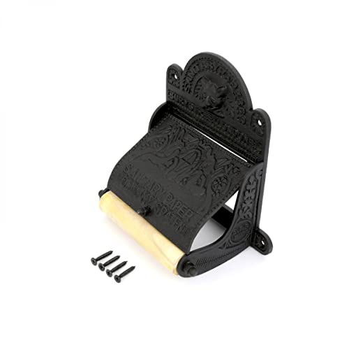 Renovators Supply Manufacturing Black Wall Mount Toilet Tissue Paper Holder 6.9" Wide Antique Ornate Victorian Style Solid Aluminum Rust Resistant Toilet Tissue Roll Holder Storage with Lid - color: Aluminium Victorian