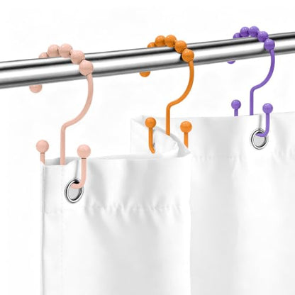 36 Pcs Colorful Shower Curtain Hooks,304 Stainless Steel Shower Rings Rust Proof Balanced Double Glide Shower Hooks for Curtain Bathroom Kitchen, etc(6 Colors)