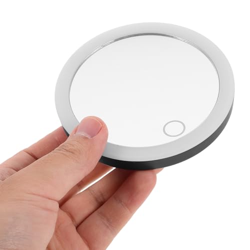 Magnifying LED Makeup Mirror 4-inch with 10x Magnification Rechargeable Lighted Travel Mirror with 3 Suction Cups for Bathroom Vanity and Dressing Table