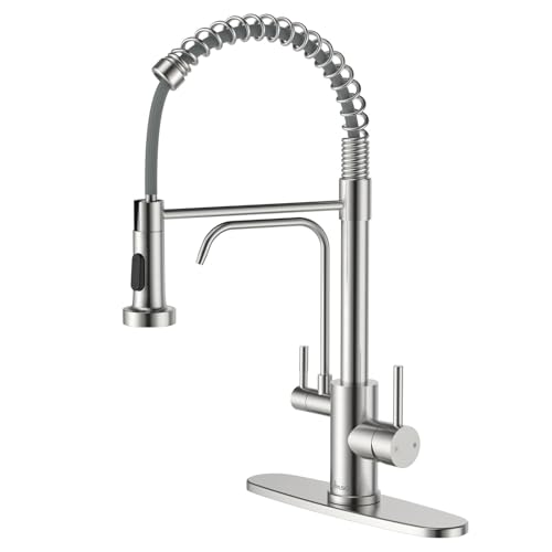 APPASO 3 in 1 Kitchen Faucet with Water Filter Brushed Nickel | 20 Inches High Arc Upgraded Separate Drinking Water 2 Handle 3 Way Kitchen Water Filter Faucet (Without Filtration Device) - color: Silver