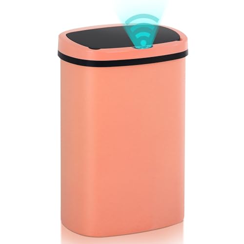 13 Gallon Motion Sensor Kitchen Trash Can, 50L Automatic Sensor Trash Can, Smart Waste Bin with Lid for Kitchen, Bathroom, Bedroom, Home Office, Quiet Open & Easy Clean (Pink) - color: Pink, style: 1 pack
