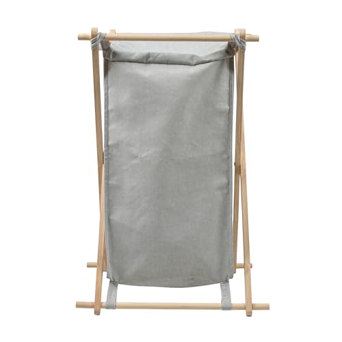 Household Essentials X-Frame Wood Laundry Hamper, Folding Wood Frame with Washable Gray Poly-Cotton Bag Large - color: Gray, style: Hamper