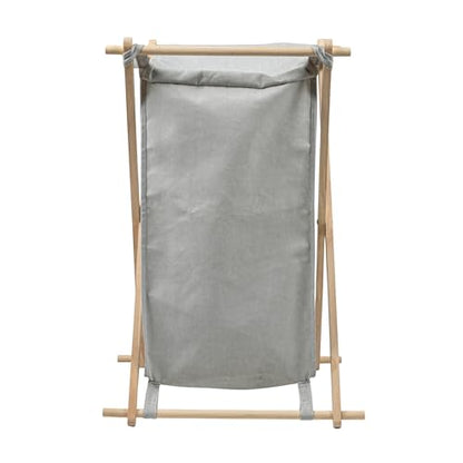 Household Essentials X-Frame Wood Laundry Hamper, Folding Wood Frame with Washable Gray Poly-Cotton Bag Large - color: Gray, style: Hamper