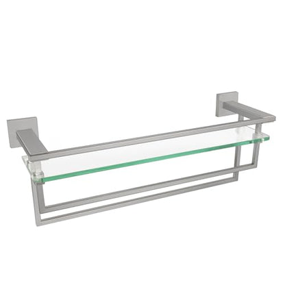 LANC Bathroom Shelves - 20 Inch Floating Tempered Glass Shelf with 2 Towel Rails for Modern Shower Bath Storage - Wall Mounted Stainless Steel Brushed Nickel, A7617BN - color: Brushed Nickel