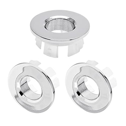 3 Pack Sink Overflow Ring, Chrome Brass Basin Drain Cover | Fits 22-25mm Overflow Hole, Tool-Free Flex Buckle Install, Anti-Aging Rust Proof, for Ceramic Bathroom Kitchen Sink - color: Chrome -- 3 Pack, style: Copper