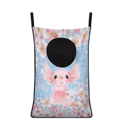 ZOUTAIRONG Cute Axolotl Hanging Laundry Hamper Saving Space Laundry Bag Pink Cherry Blossom Laundry Basket Over The Door Storage Bags for Bedroom Home Dirty Clothes Hampers Blue - color: Axolotl Flower