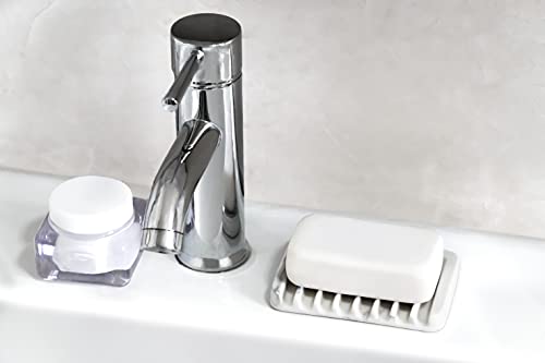 Ceramic Soap Dish for Sink,Self Draining Soap Dishes Saver for Shower Bar Soap Holder for Bathroom Soap Container Holder Dish for Kitchen,Marble Decor,White