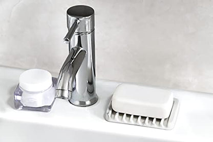Ceramic Soap Dish for Sink,Self Draining Soap Dishes Saver for Shower Bar Soap Holder for Bathroom Soap Container Holder Dish for Kitchen,Marble Decor,White