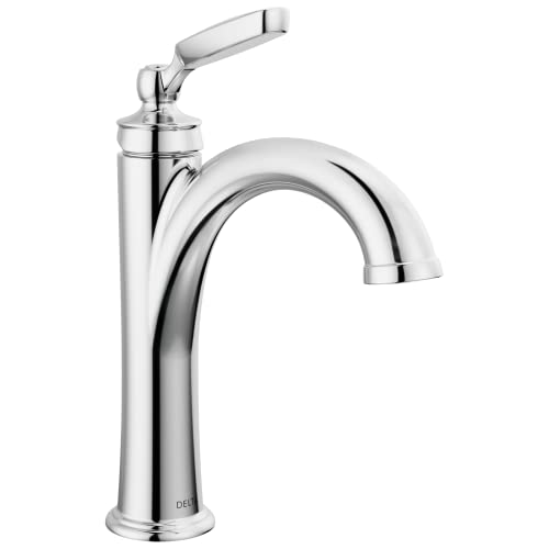 Delta Woodhurst Chrome Bathroom Faucet 1 Hole, Single Hole Bathroom Sink Faucet for Vanity, Metal Push-Pop Drain Assembly, Chrome 532-MPU-DST - color: Chrome