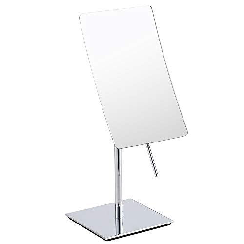 Table Standing Rectangular Vanity Makeup Mirror with 3X Magnification, Made of 304 Stainless Steel, for Hotel Bathroom Polished Chrome - color: Chrome