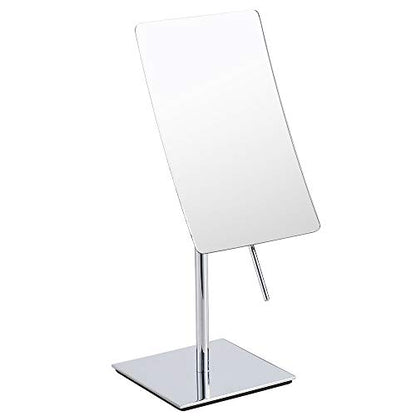 Table Standing Rectangular Vanity Makeup Mirror with 3X Magnification, Made of 304 Stainless Steel, for Hotel Bathroom Polished Chrome - color: Chrome