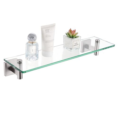 KOKOSIRI Floating Shelf Bathroom Wall Mount Shelves 16-Inch for Bedroom, Living Room, Kitchen, Small Hanging Rack Brushed Stainless Steel B1105BR-L16 - color: Brushed Nickel, size: 16-Inch