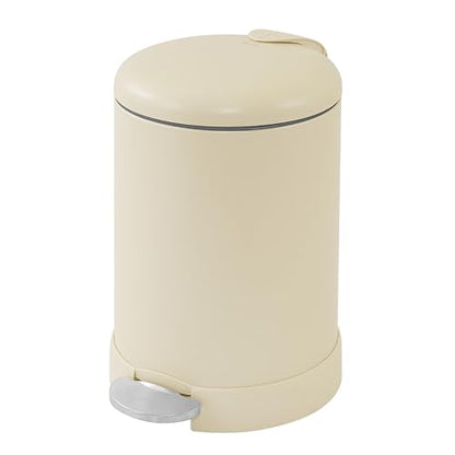 Glad Small Trash Can, 1.2 Gallon | Round Stainless Steel Garbage Bin with Soft Close Lid & Step Foot Pedal | Metal Waste Basket with Removable Inner Bucket, Almond - color: Almond