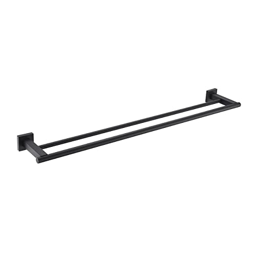 Miyili Matte Black Double Bath Towel Bar 30-Inch SUS 304 Stainless Steel Towel Holder Rack for Bathroom, A02B75B - color: Matte Black, size: 30-Inch