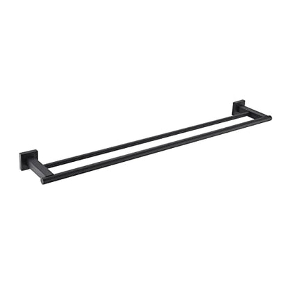 Miyili Matte Black Double Bath Towel Bar 30-Inch SUS 304 Stainless Steel Towel Holder Rack for Bathroom, A02B75B - color: Matte Black, size: 30-Inch