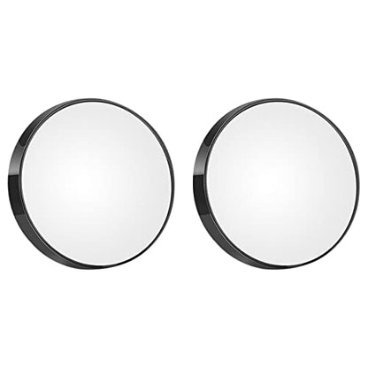 2pcs Magnifying Round Makeup Mirror Black Lighted Compact Mirror Suction Cup for Bathroom Travel and Cosmetics Diameter