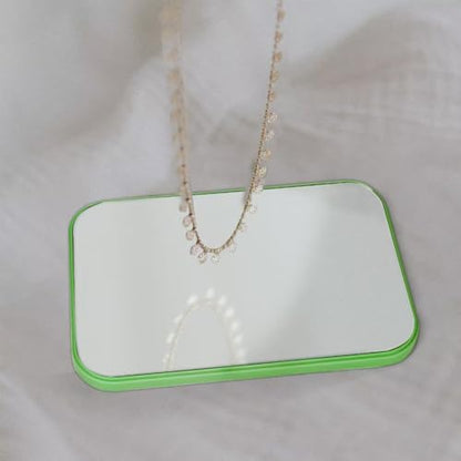 8-Inch Table Desk Vanity Makeup Mirror, Simple Portable Travel Mirror with Stand, Standing and Wall Hanging Dual-use, Green - color: Green