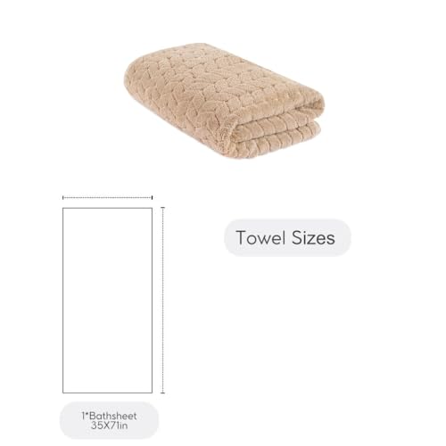 BAGNO MILANO Turkish Cotton Bath Towels, Hand Towels - Soft Plush Jacquard Collection - Highly Absorbent Towel Set (Sand Beige, Bath Sheet 35x70) - color: Sand Beige, size: Bath Sheet 35x70