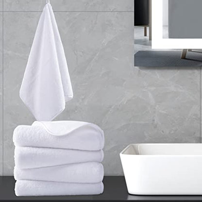 POLYTE Quick Dry Lint Free Microfiber Hand Towel, 16 x 30 in, Set of 4 (White) | 4 Pack, Oversize, Lint Free, Hanging Loop - color: White