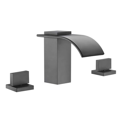 SUMERAIN Matte Black 8 Inch Widespread Waterfall Bathroom Sink Faucet | 3 Hole, 2 Handles, Modern Design, Easy DIY Installation - color: Matte Black