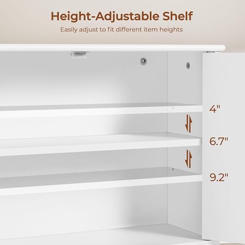 Yaheetech 24" Bathroom Wall Cabinet Over Toilet with Towel Bar, White Doors | Over-the-Toilet Storage for Small Bathrooms, Doors Hide Clutter, Adjustable Shelf Fits Tall Bottles, Open Display, MDF Build