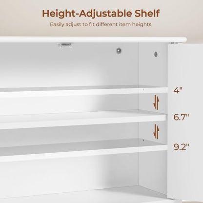 Yaheetech 24" Bathroom Wall Cabinet Over Toilet with Towel Bar, White Doors | Over-the-Toilet Storage for Small Bathrooms, Doors Hide Clutter, Adjustable Shelf Fits Tall Bottles, Open Display, MDF Build
