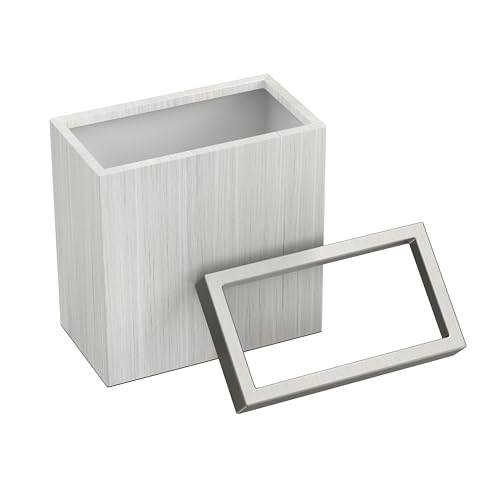 Gatco Small Bathroom Trash Can with Lid, Rectangle 3 Gallon Wastebasket, Under Sink, White Oak with Satin Nickel, for Bathroom, Bedroom, Office (1943SN) - color: White Oak / Satin Nicke Lid