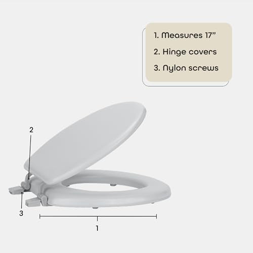 Soft Standard Vinyl Toilet Seat, Silver, 17 in - color: Silver, size: 17 Inch, style: Vinyl