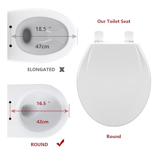 GarveeHome Round Built-In Toddler Toilet Seat – 17" White Potty Training Seat with No-Wiggle Grip, Easy-Install & Quick-Release for Kids & Adults – Fits Standard Elongated Toilets, - color: Adult & Toddler Seat & standard, size: Round & White