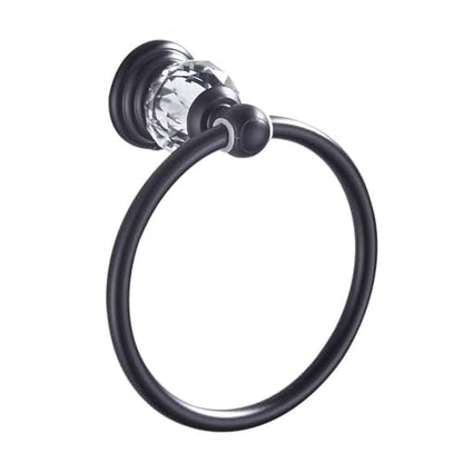 Black Crystal Towel Ring, Bathroom Towel Holder Ring, Matte Black Bathroom Towel Rack Hanger Home Hand Towel Ring Towel Holder for Bathroom Wall Mounted Bathroom Accessory - color: Black
