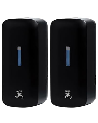 Automatic Soap Dispenser (2-Pack) with Extra Large 40 oz. Capacity (Liquid/Gel) - Wall Mounted Hand Soap or Touchless Hand Sanitizer Unit for Commercial or Home Bathrooms - ADA Compliant (Black) - size: 2-Pack