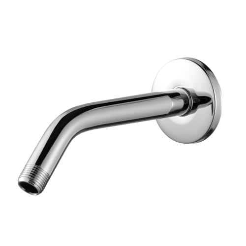 OFFO Shower Arm with Flange, 6 in Wall Mount Replacement Angle Shower Head Arm Wall-Mounted For Fixed Shower Head & Handheld Showerhead, Chrome - color: Chrome, style: 6 in
