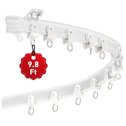 Flexible Ceiling Curtain Track 9.8Ft / 3M, Bendable Curtain Track Ceiling Mount with Smooth Sliding System, Durable Curtain Rail Ceiling Track for Room Divider, RV, Shower, Office, White