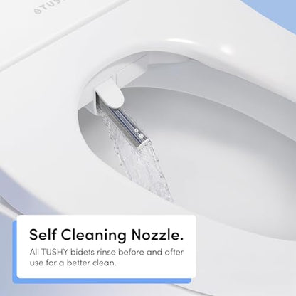 TUSHY Fresh Dual Nozzle Cool Water Bidet, Matte Silver Knob | Ultra Slim Toilet Seat Attachment, Non-Electric, 180° Front and Rear Wash, Self-Cleaning, 10 Minute DIY Install - color: Matte Silver Knob, style: Dual Nozzle