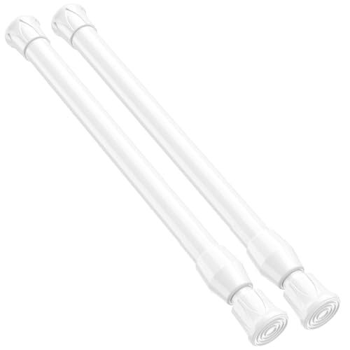 2 Pack Small Tension Rod 12 to 19 Inch Adjustable Tension Curtain Rod Mini Closet Spring Rod No Drilling Short Tension Rods for Windows, Cupboard, Kitchen Cabinets, White - color: White, size: 12" to 19"-2Pcs