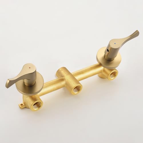 2 Handle Shower Faucet Set with Tub Spout Bathtub Shower Faucet Combo Set Shower System Complete Tub and Shower Trim Kit Brushed Gold Wall Mounted Shower Fixtures - color: Brushed Gold