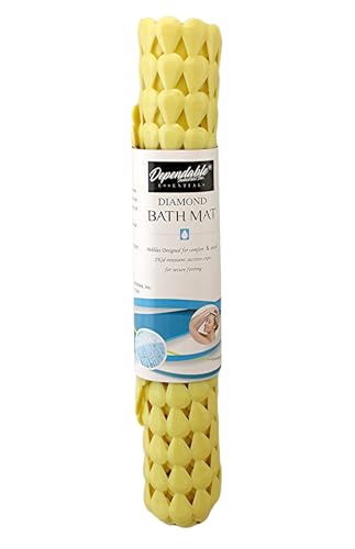 Luxury Oval Bath & Shower Mat 27" x 15" – Non-Slip PVC Bath Mat with Secure Suction Cups, Pear Diamond Design, Modern Bathroom Safety – Dependable Industries (Yellow) - color: Yellow