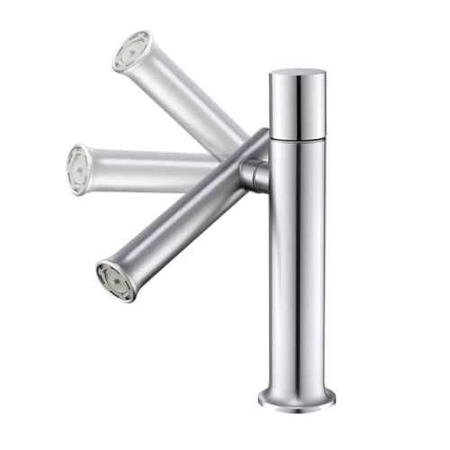 360° Rotatable Bathroom Sink Faucet, Bathroom Faucets 1 Hole 2 Water Outlet Modes, Single Handle Bathroom Faucets with Hot and Cold Hoses - color: Nickel